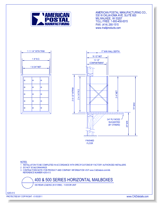 500 Rear Loading (N1010980) - 15 Door Unit