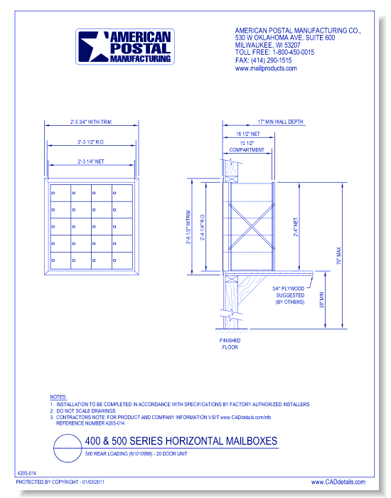 500 Rear Loading (N1010998) - 20 Door Unit