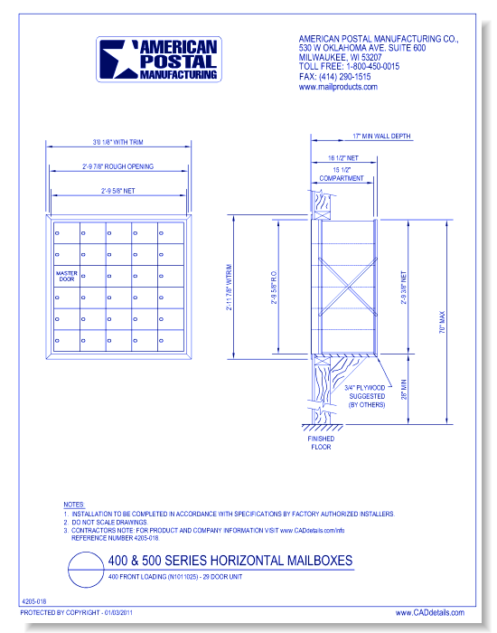 400 Front Loading (N1011025) - 29 Door Unit