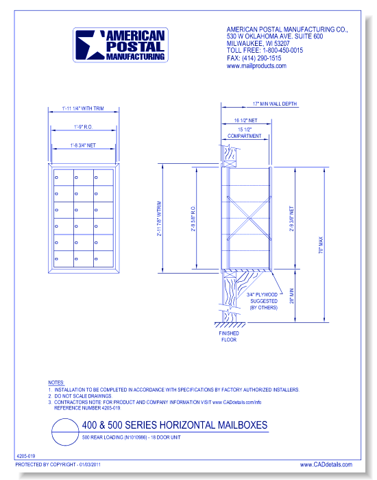 500 Rear Loading (N1010986) - 18 Door Unit