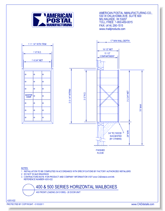 400 Front Loading (N1010995) - 20 Door Unit