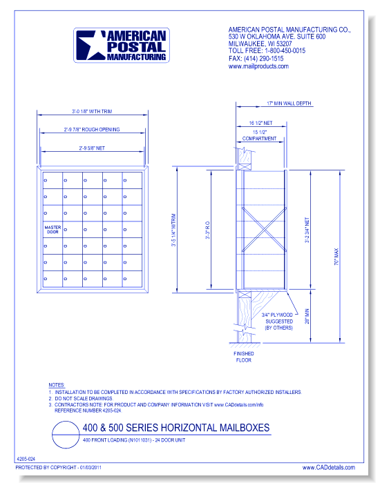 400 Front Loading (N1011031) - 34 Door Unit