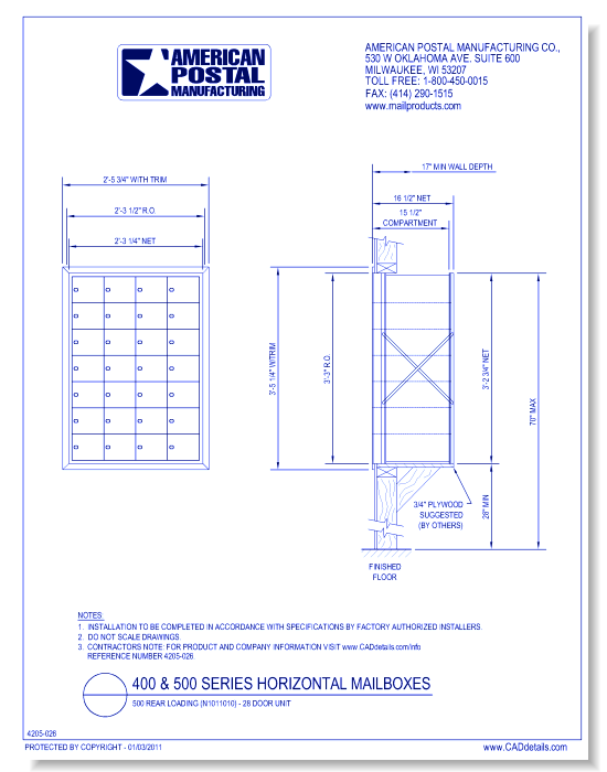 500 Rear Loading (N1011010) - 28 Door Unit