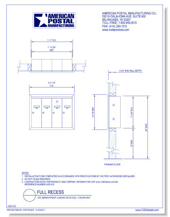 1250 Series Front Loading (N1021223) - 4 Door Unit
