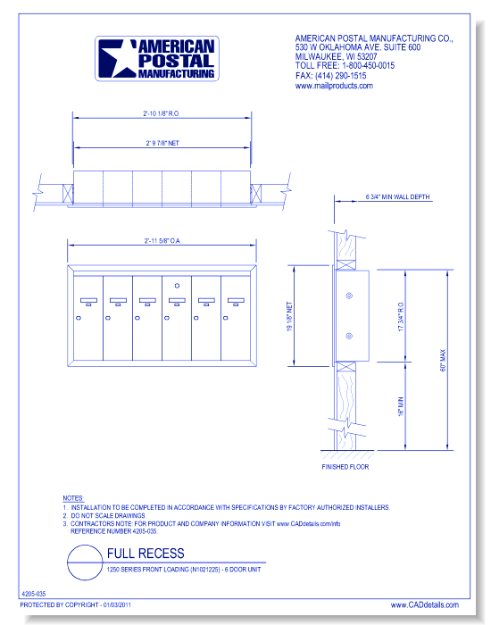 1250 Series Front Loading (N1021225) - 6 Door Unit
