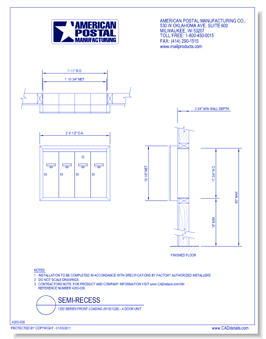 1250 Series Front Loading (N1021228) - 4 Door Unit