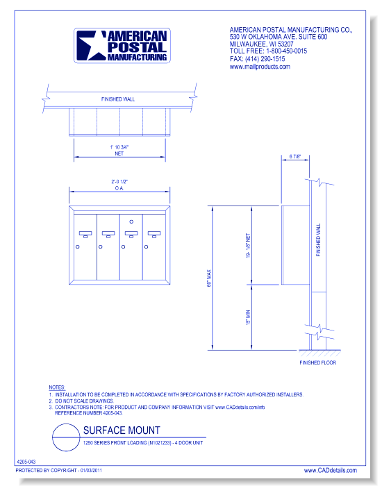 1250 Series Front Loading (N1021233) - 4 Door Unit