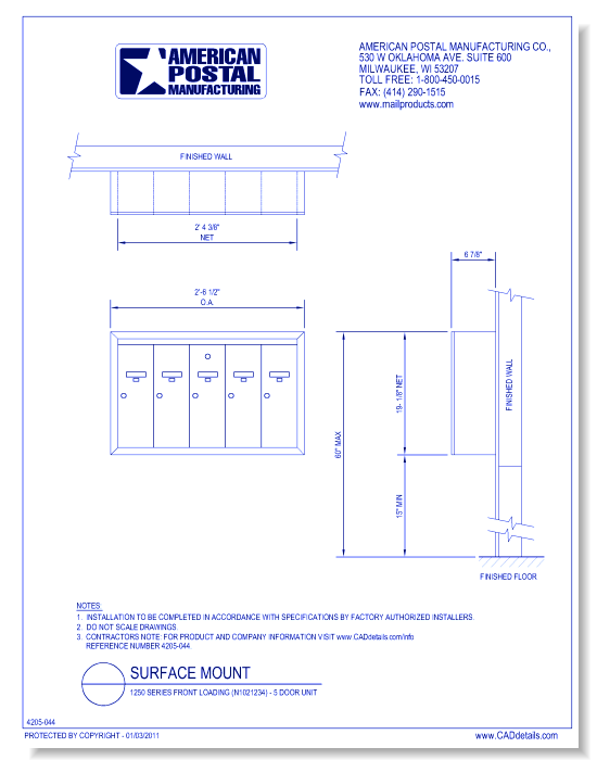 1250 Series Front Loading (N1021234) - 5 Door Unit