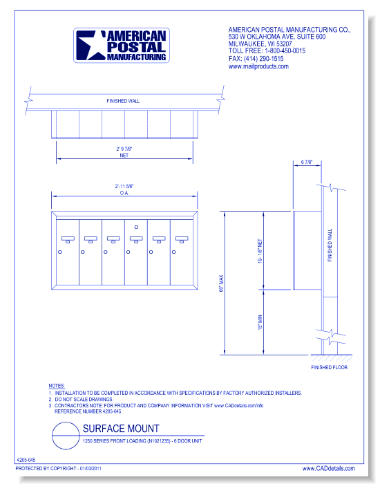 1250 Series Front Loading (N1021235) - 6 Door Unit