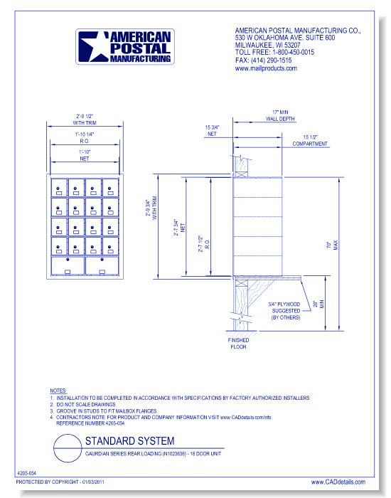 Gaurdian Series Rear Loading (N1023636) - 18 Door Unit