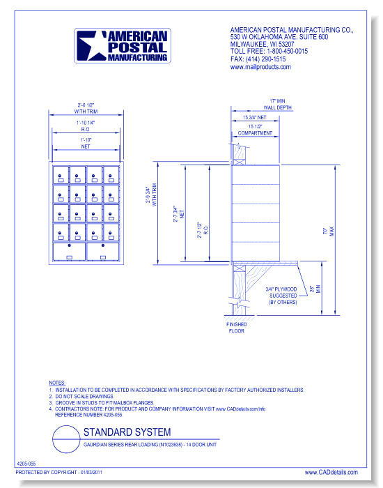 Gaurdian Series Rear Loading (N1023638) - 14 Door Unit