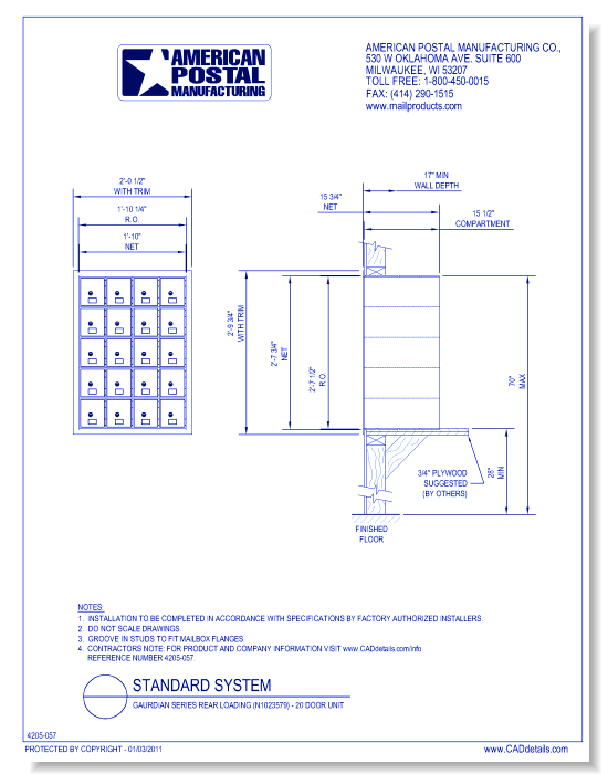 Gaurdian Series Rear Loading (N1023579) - 20 Door Unit