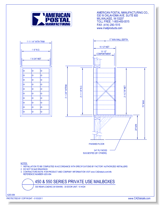1550 Rear Loading (N1004499) - 30 Door Unit, 10 High