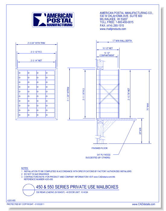 1550 Rear Loading (N1004507) - 40 Door Unit, 10 High