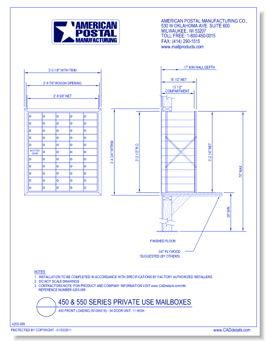1450 Front loading (N1004518) - 54 Door Unit, 11 High