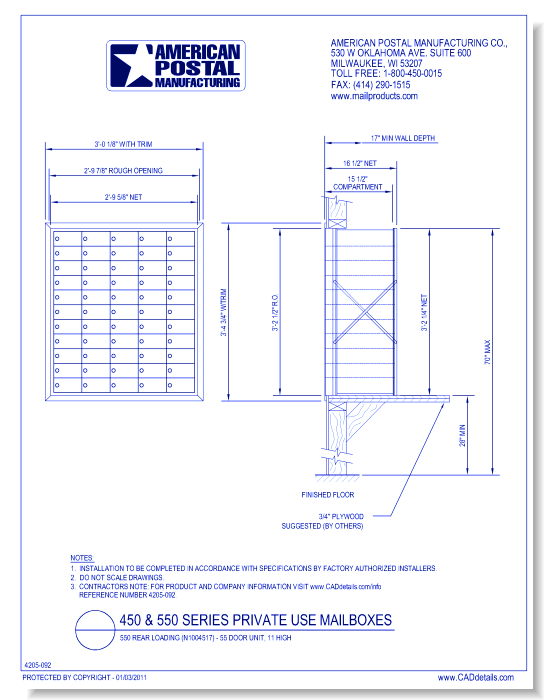 1550 Rear Loading (N1004517) - 55 Door Unit, 11 High