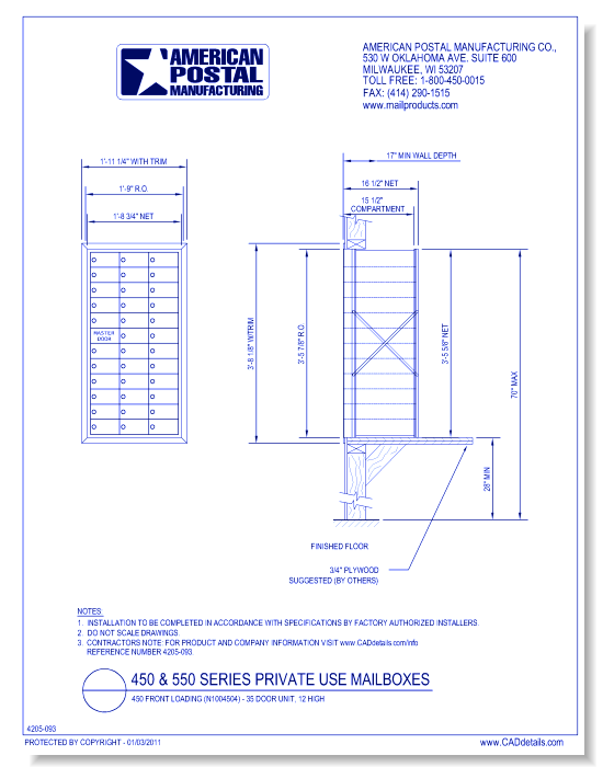1450 Front Loading (N1004504) - 35 Door Unit, 12 High