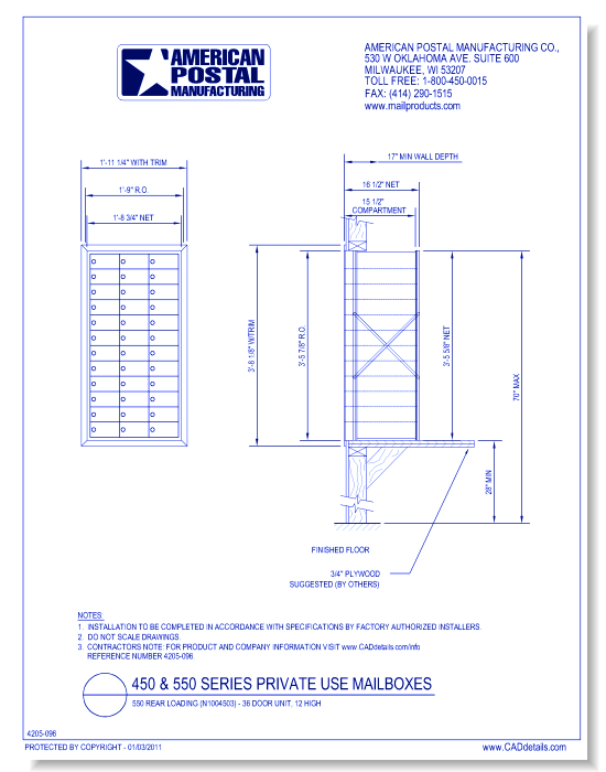 1550 Rear Loading (N1004503) - 36 Door Unit, 12 High