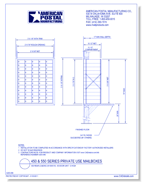1550 Rear Loading (N1004519) - 60 Door Unit, 12 High