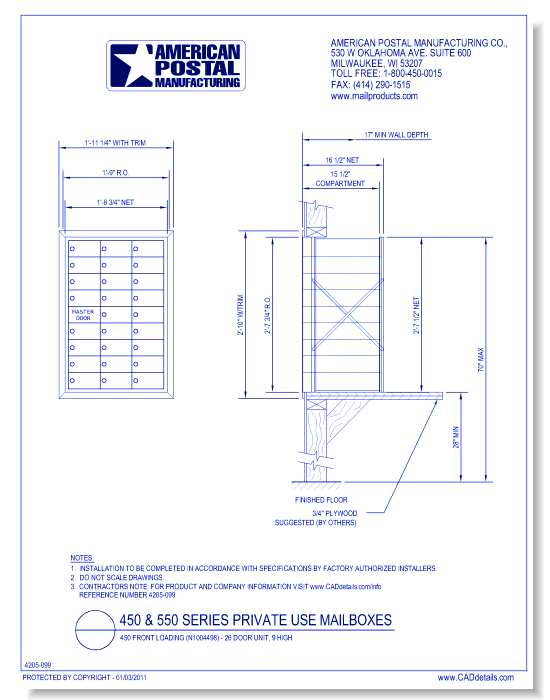 1450 Front Loading (N1004498) - 26 Door Unit, 9 High