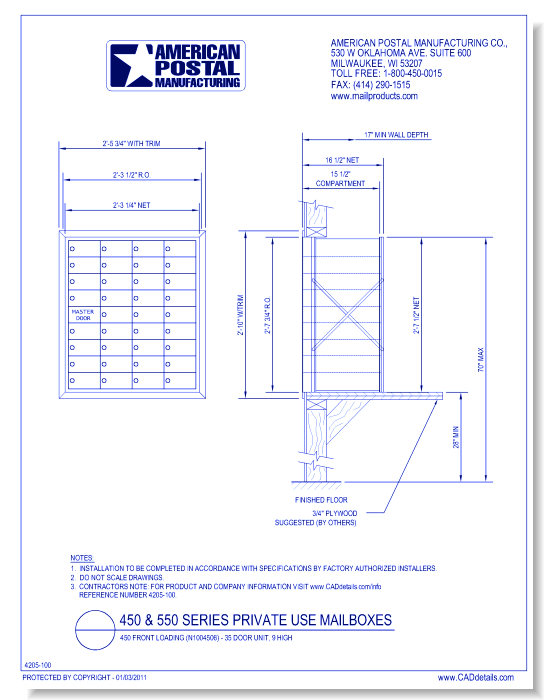 1450 Front Loading (N1004506) - 35 Door Unit, 9 High