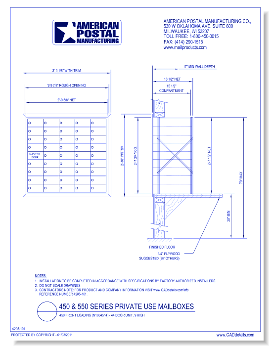 1450 Front Loading (N1004514) - 44 Door Unit, 9 High