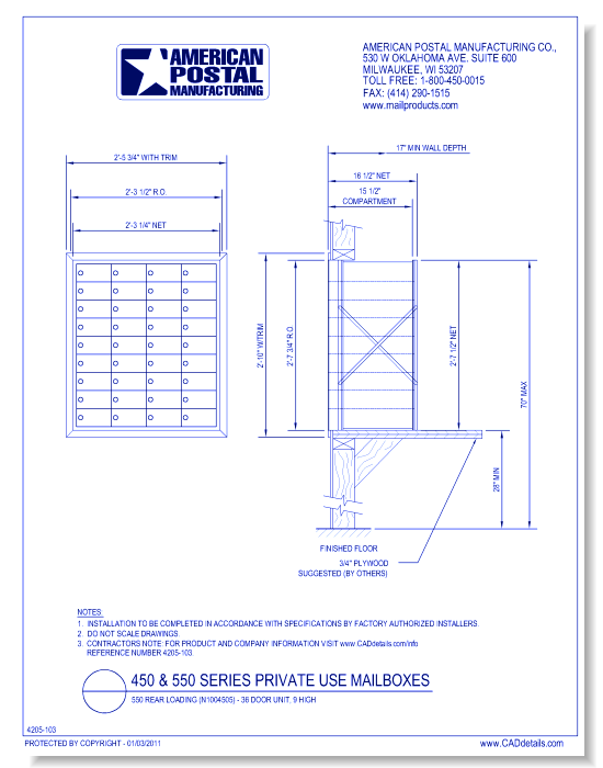 1550 Rear Loading (N1004505) - 36 Door Unit, 9 High