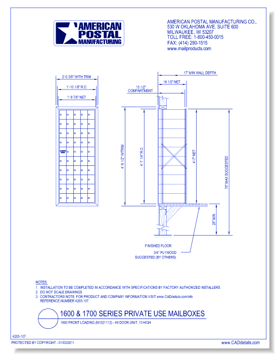1600 Front Loading (N1021112) - 49 Door Unit, 10 high