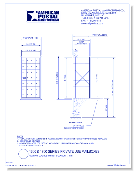 1600 Front Loading (N1021098) - 27 Door Unit, 7 high