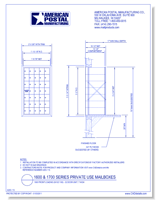1600 Front Loading (N1021106) - 32 Door Unit, 7 high