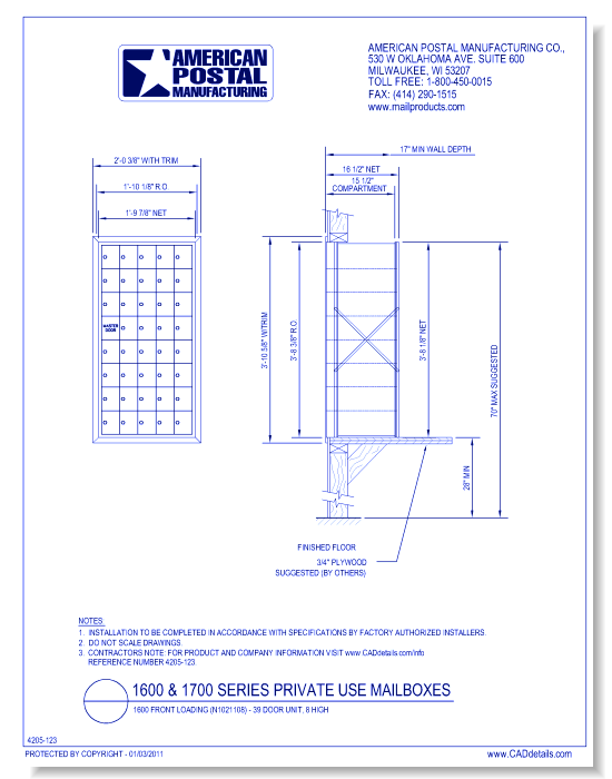 1600 Front Loading (N1021108) - 39 Door Unit, 8 high