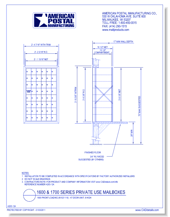 1600 Front Loading (N1021116) - 47 Door Unit, 8 high