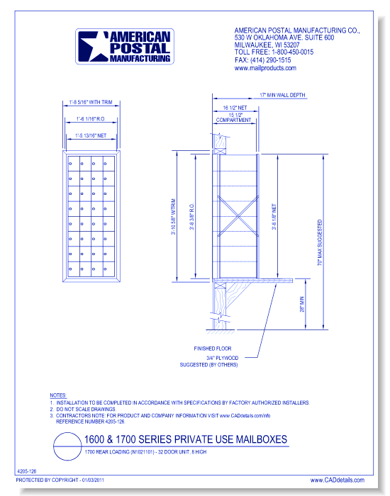 1700 Rear Loading (N1021101) - 32 Door Unit, 8 high