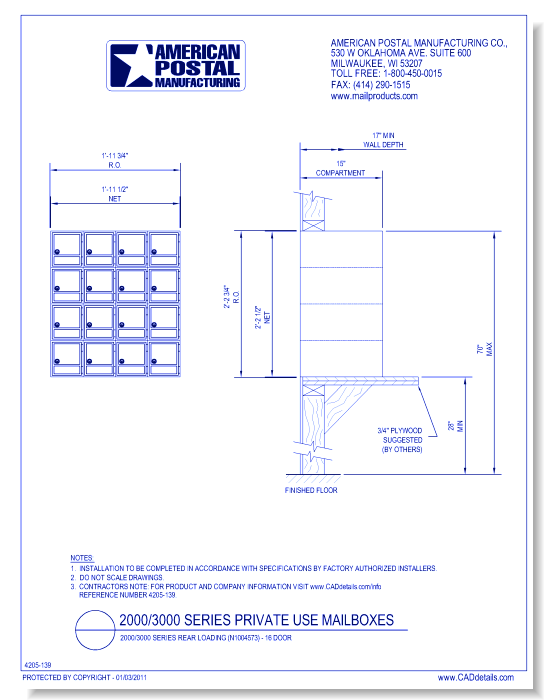 2000/3000 Series Rear Loading (N1004573) - 16 Door Unit