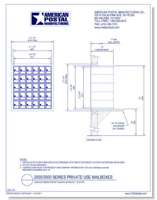 2000/3000 Series Front Loading (N1004575) - 30 Door Unit