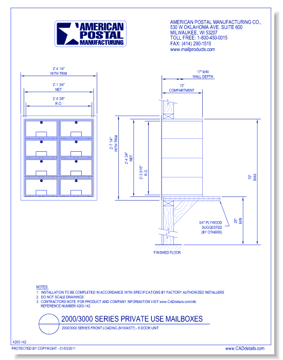 2000/3000 Series Front Loading (N1004577) - 8 Door Unit