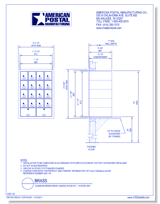 Guardian Series Rear Loading (N1026167) - 18 Door Unit