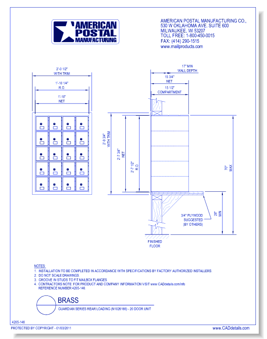 Guardian Series Rear Loading (N1026166) - 20 Door Unit