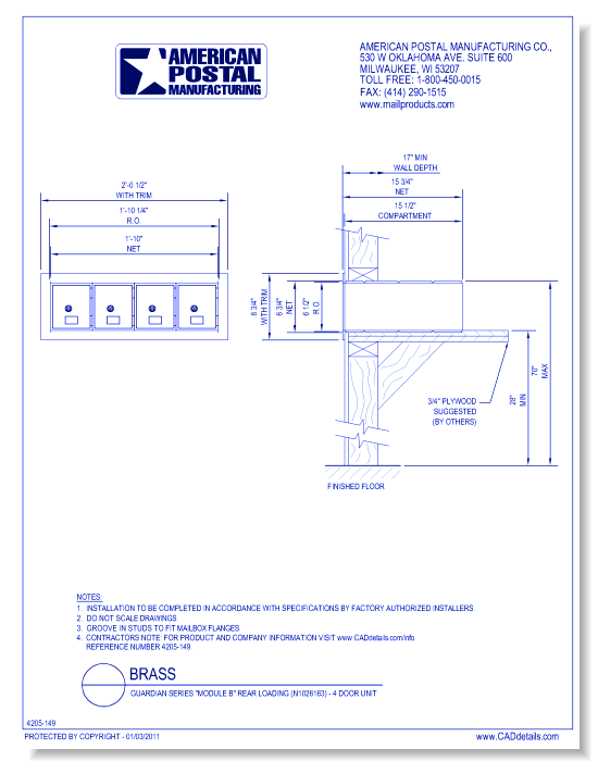 Guardian Series "Module B" Rear Loading (N1026163) - 4 Door Unit