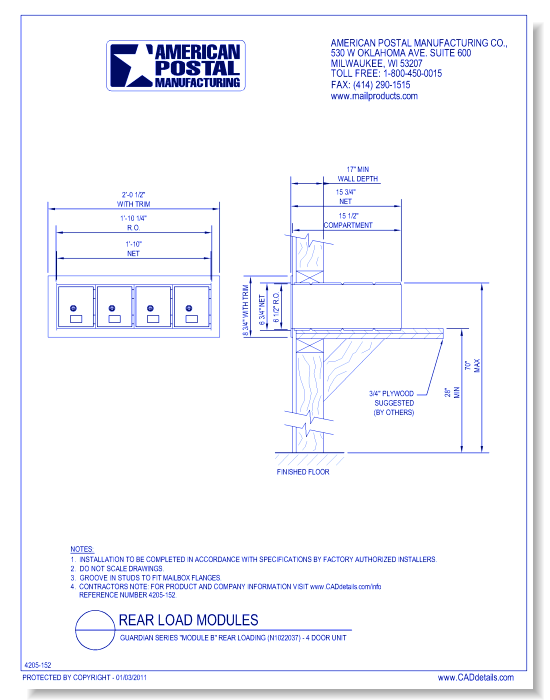 Guardian Series "Module B" Rear Loading (N1022037) - 4 Door Unit