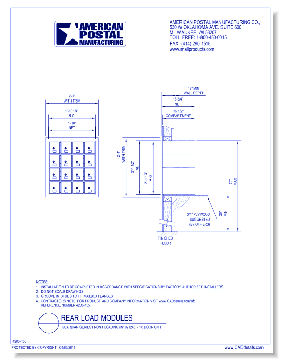 Guardian Series Front Loading (N1021245) - 16 Door Unit