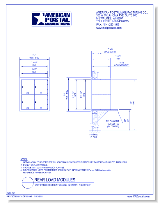 Guardian Series Front Loading (N1021247) - 4 Door Unit
