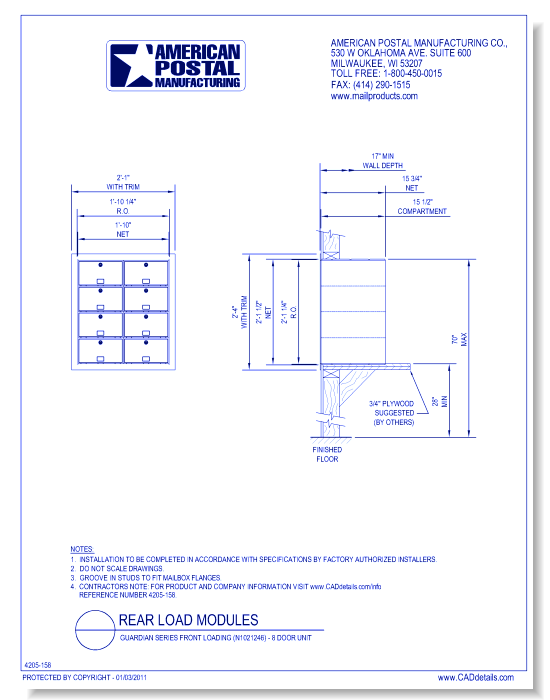 Guardian Series Front Loading (N1021246) - 8 Door Unit