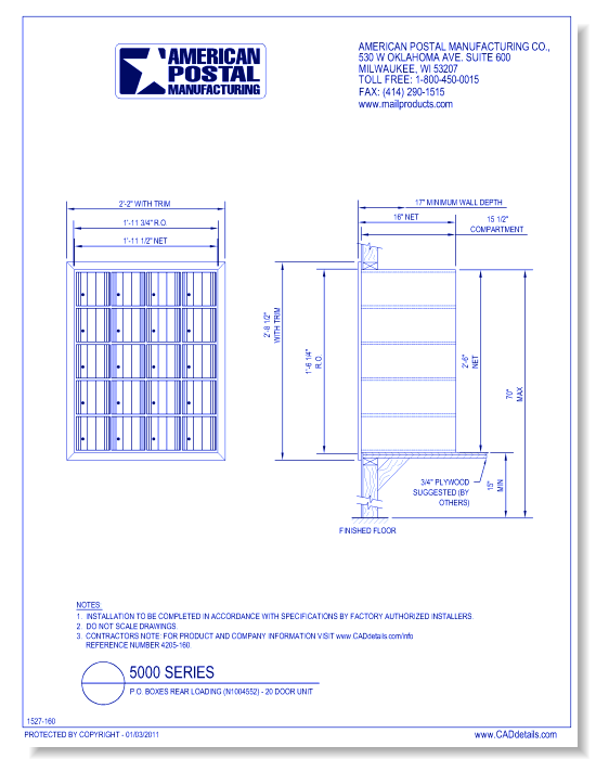 P.O. Boxes Rear Loading (N1004552) - 20 Door Unit