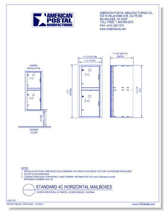 2 Door Horizontal 4C Parcel Locker Module – N1029444