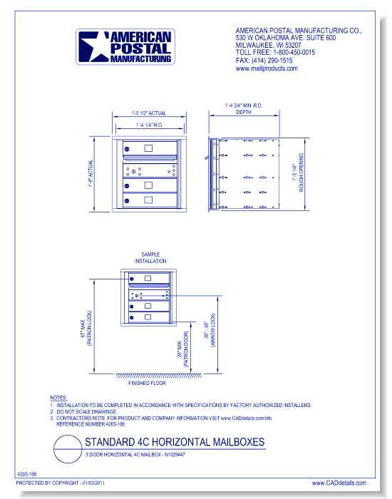 3 Door Horizontal 4C Mailbox – N1029447