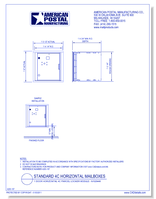 1 Door Horizontal 4C Parcel Locker Module – N1029448