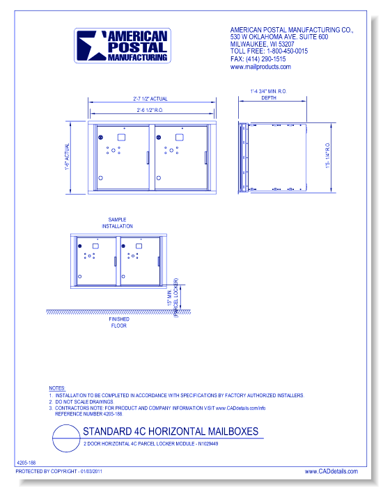 2 Door Horizontal 4C Parcel Locker Module – N1029449