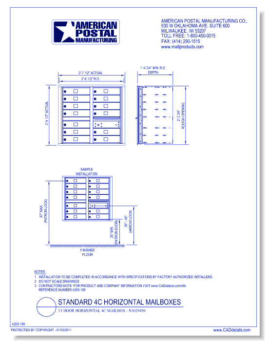13 Door Horizontal 4C Mailbox – N1029450