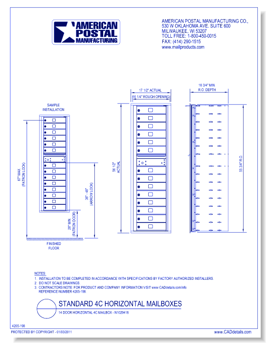 14 Door Horizontal 4C Mailbox – N1029418